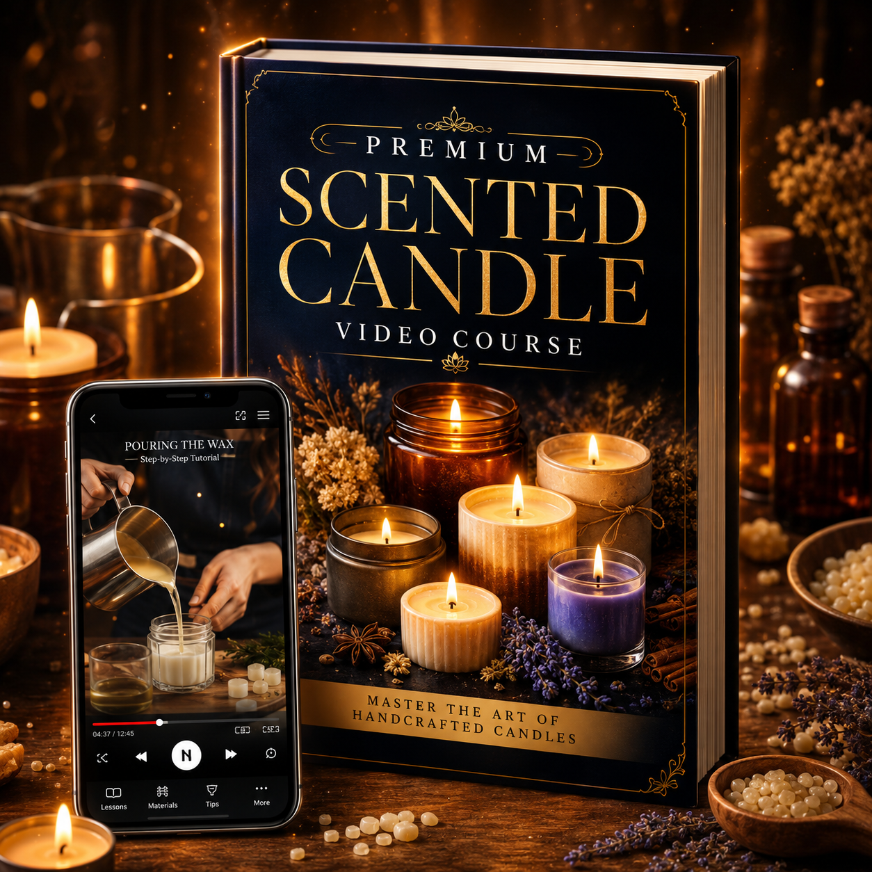 PREMIUM SCENTED CANDLE VIDEO COURSE | Offer scented candles alongside your wax sachets and complete your fragrance line.
